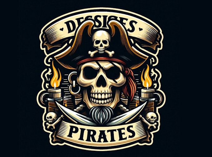 create vintage mascot skull pirates logo