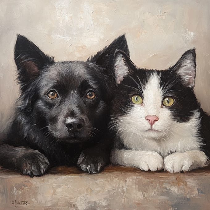 Draw pet portrait, dog portrait, cat portrait oil painting by ...