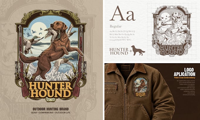 do awesome vintage retro hand drawn logo and full branding