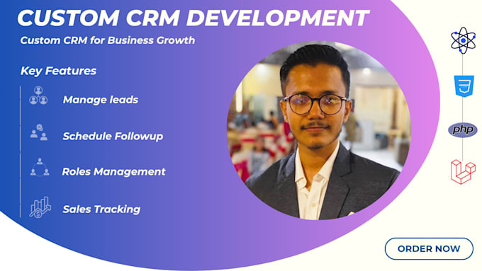 develop a custom CRM portal with admin dashboard