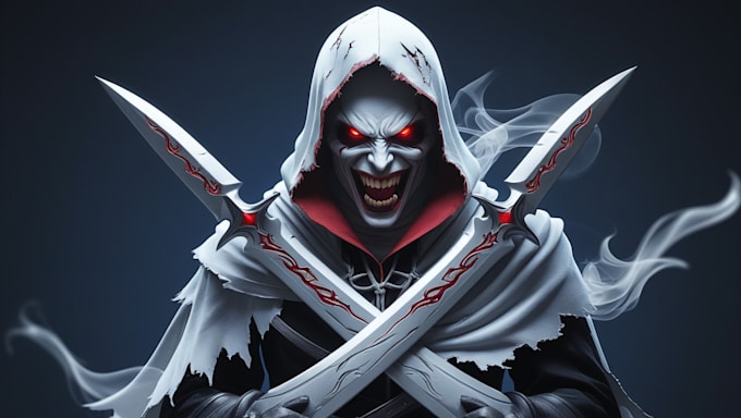make unique ghost assasin logo with express delivery