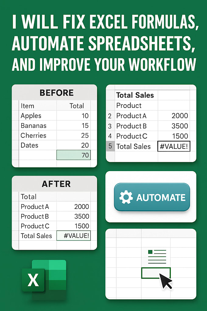 Fix or create excel formulas, automate spreadsheets, and improve your ...