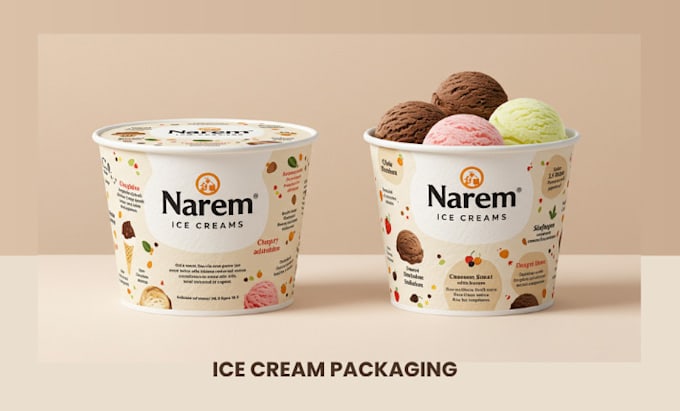 Design ice cream packaging design and paper cup label by Tem_digital ...