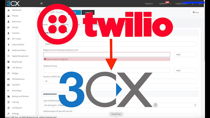 setup did number, sip trunk, 3cx, inbound call, twilio, auto dialer, telephony