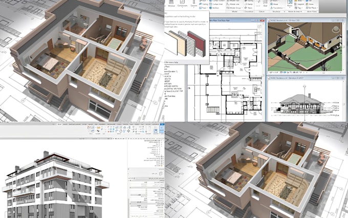 Revit Rendu Revit architecture autocad 2d plan d'étage bim sketchup solidworks ...