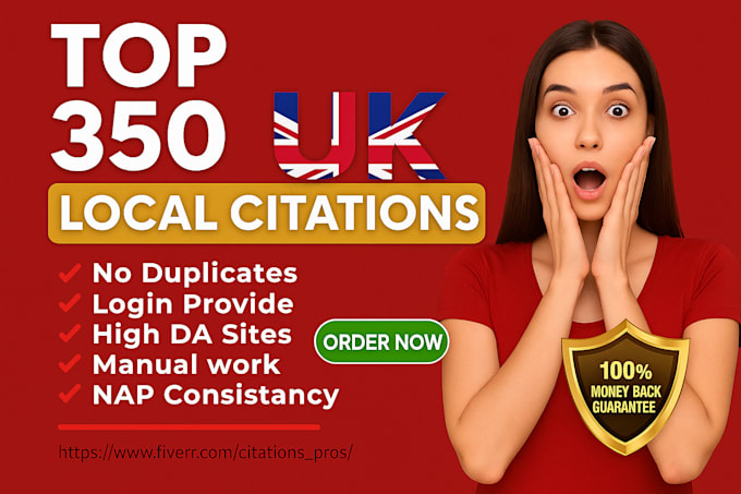 manually build best 350 high quality UK local citations for local SEO