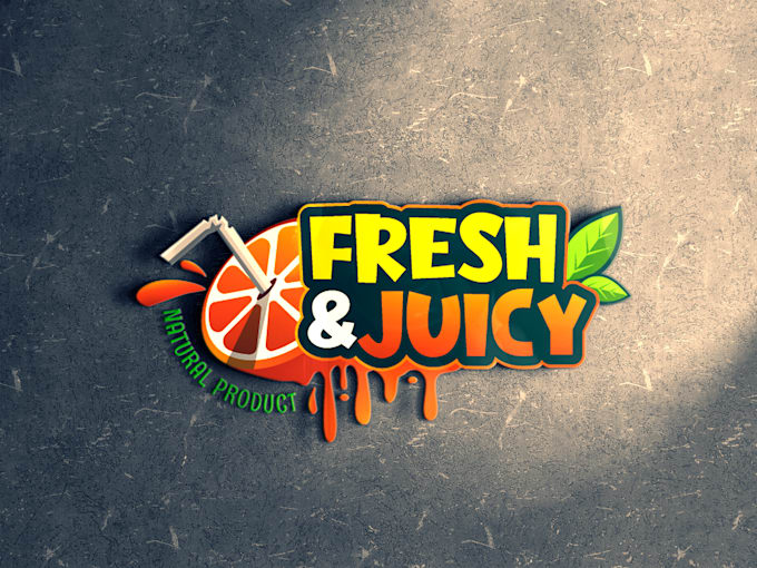 do a cool trendy fruit juice bar professional 3d logo