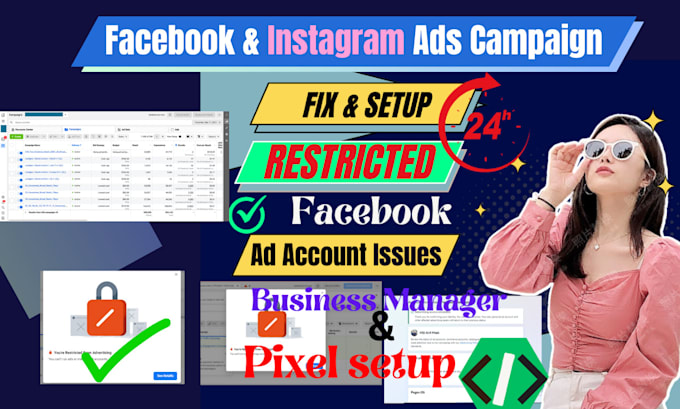 fix and setup facebook pixel, meta ads accounnt, business suite disable issue