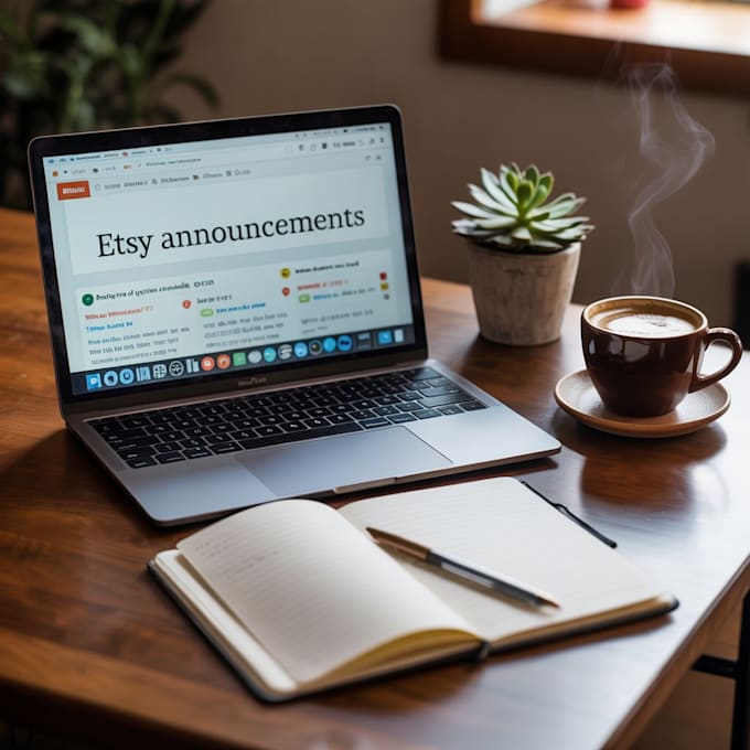 write etsy announcements, welcome messages, and shop policies
