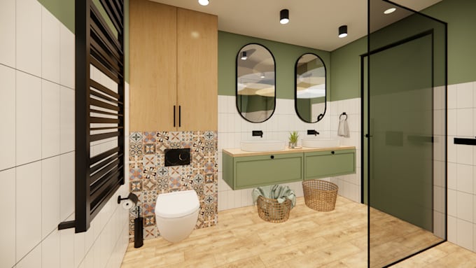 create your bathroom interior 3d design and render