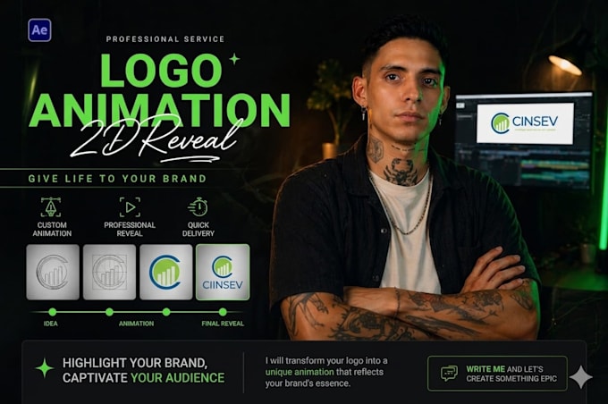 create a modern 2d logo reveal animation for your brand