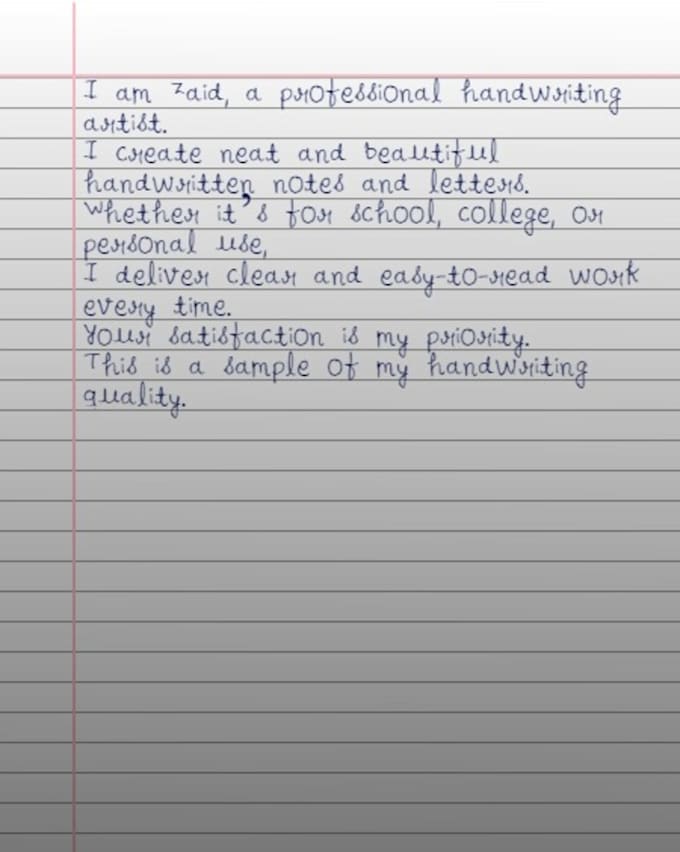 Do handwritting notes and letter by Zaidsahibg | Fiverr