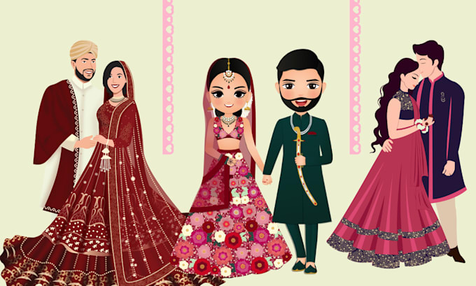 make caricature e invite video for wedding birthday