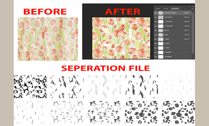 redraw and color separation for your screen printing