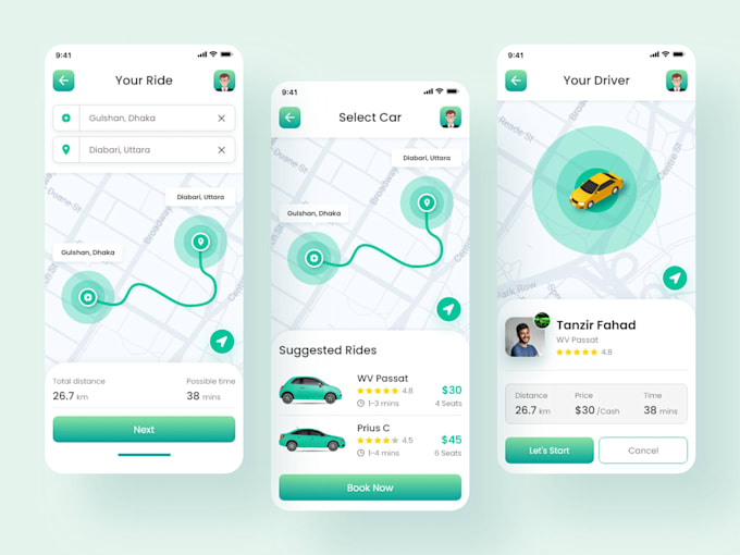 develop ride sharing app or carpooling app like uber app or ola, indrive careem