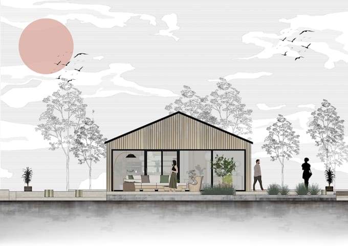 professionally render your plan, section, and elevation in photoshop