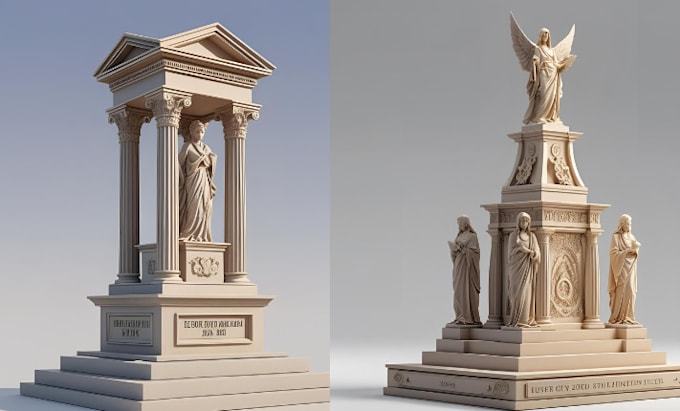 create custom 3d monument design, 3d model,3d laser engraving for 3d printing