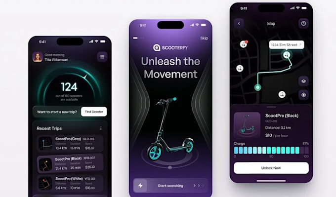 build e scooter app tracking app ride sharing app