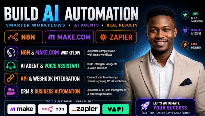 build and fix n8n ai automation workflow, ai agent and make com zapier ai agent