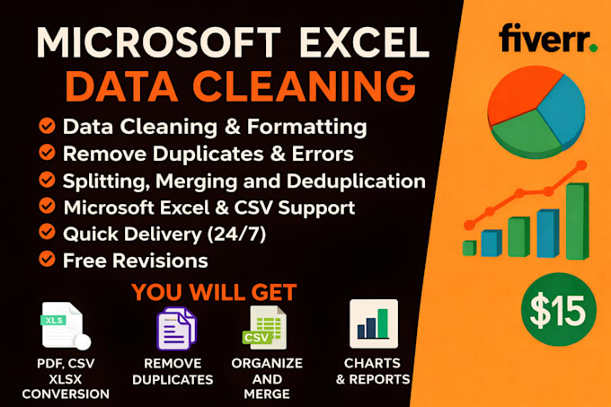 do excel data cleaning, data formatting, and data analysis