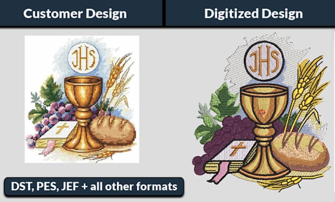 convert to embroidery pes and dst file in 2 hours