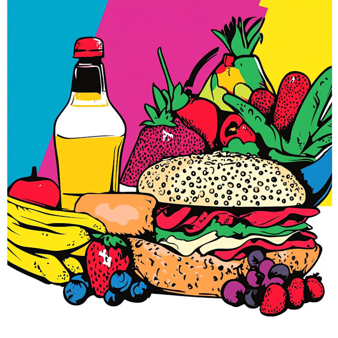 make a food pop art illustration