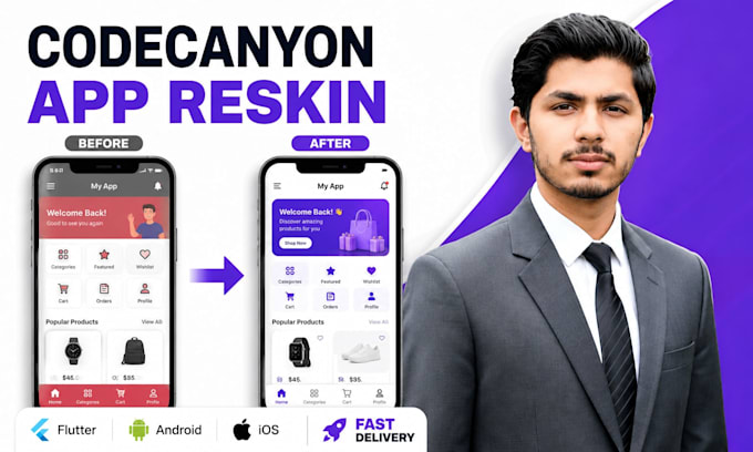 customized and reskinned flutter codecanyon apps for android and ios