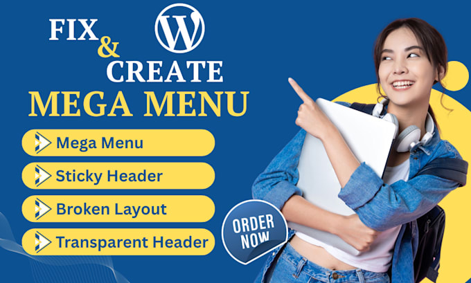 Create or fix mega menu, header, footer, dropdown menu, uber menu by ...