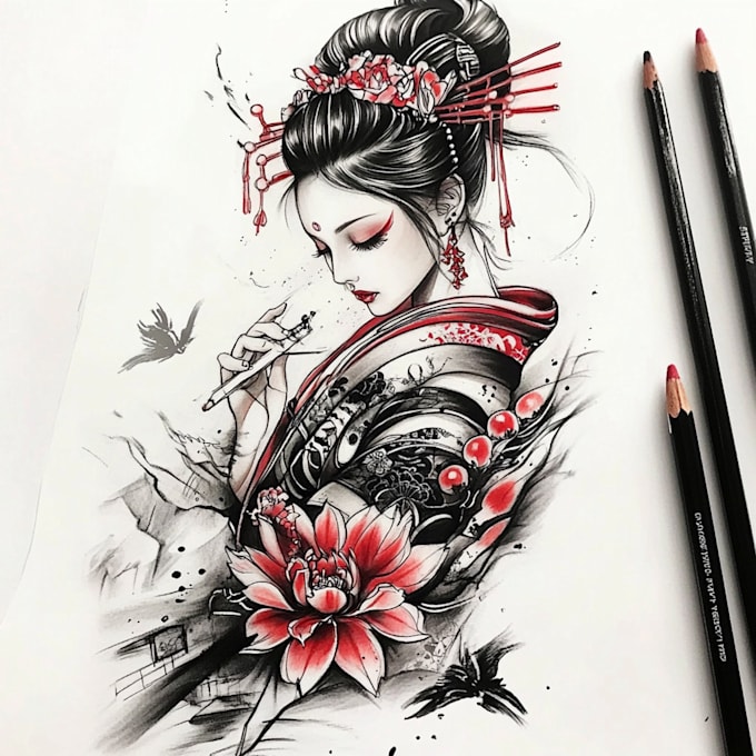 make awesome original japanese tattoo, irezumi tattoo design