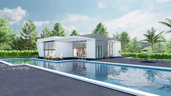 create real estate 3d exterior render using lumion or d5