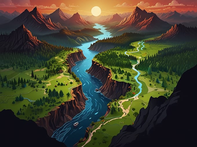 design a unique vector map, realistic or fantasy