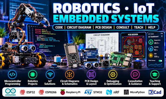 help with robotics iot embedded coding pcb design and consultation