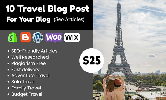 write 10 seo travel blog post or articles