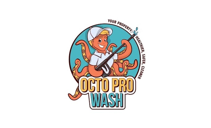 make octopus mascot logo for a commercial cleaning
