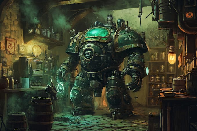 make a detailed warhammer illustration, paint warhammer