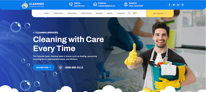 design a professional cleaning service website