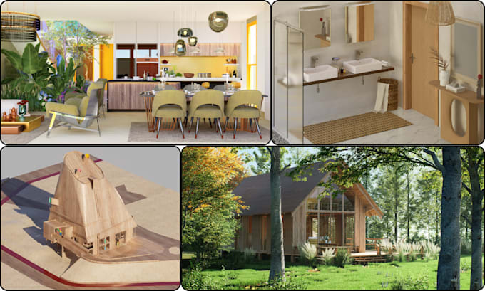 do interior exterior architectural renders, d5, rhino, revit