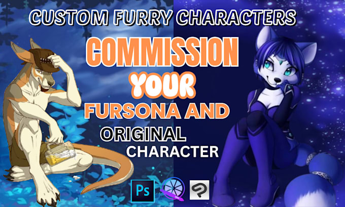 Draw custom furry character ref sheet anthro furry commission original ...
