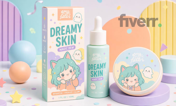 design a cute kawaii product packaging or label