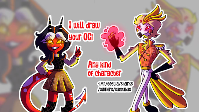 draw your helluva boss or hazbin hotel oc
