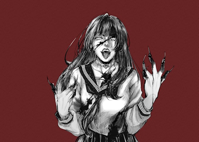 do gore monochrome anime art