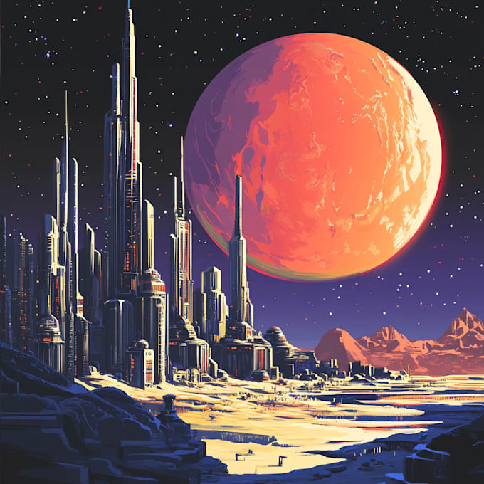 Create a sci fi and cyberpunk futuristic city art by Monikmonds | Fiverr