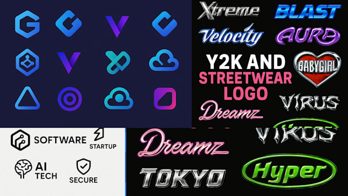 design modern crypto tech saas startup software ai agency nft business y2k logo
