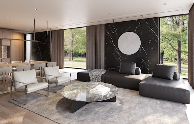 interior design and 3d rendering of interior space