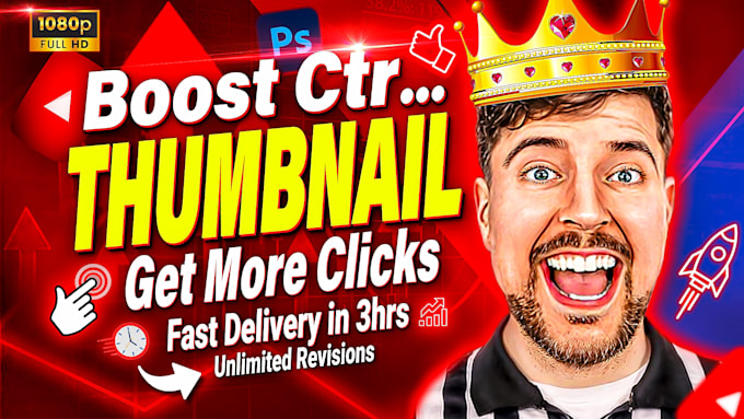 design eye catching, amazing, clickbait, youtube thumbnail that boosts CTR