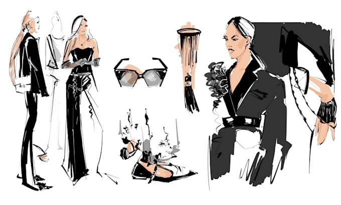 draw handcrafted fashion illustration no ai generation
