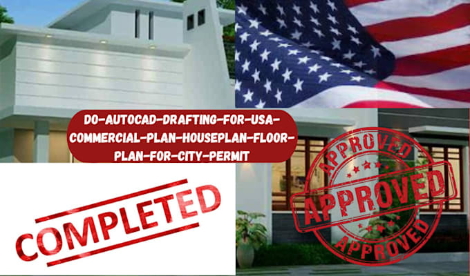 do autocad drafting for USA commercial plan houseplan floor plan for city permit