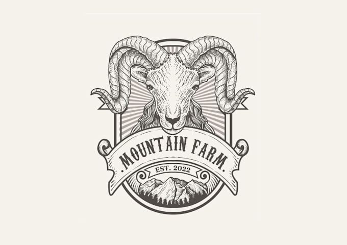 make professional vintage goat logo with copyright