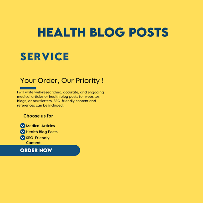 write medical articles health blog posts researched by MD