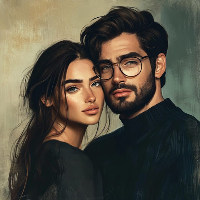 draw couple portrait illustration